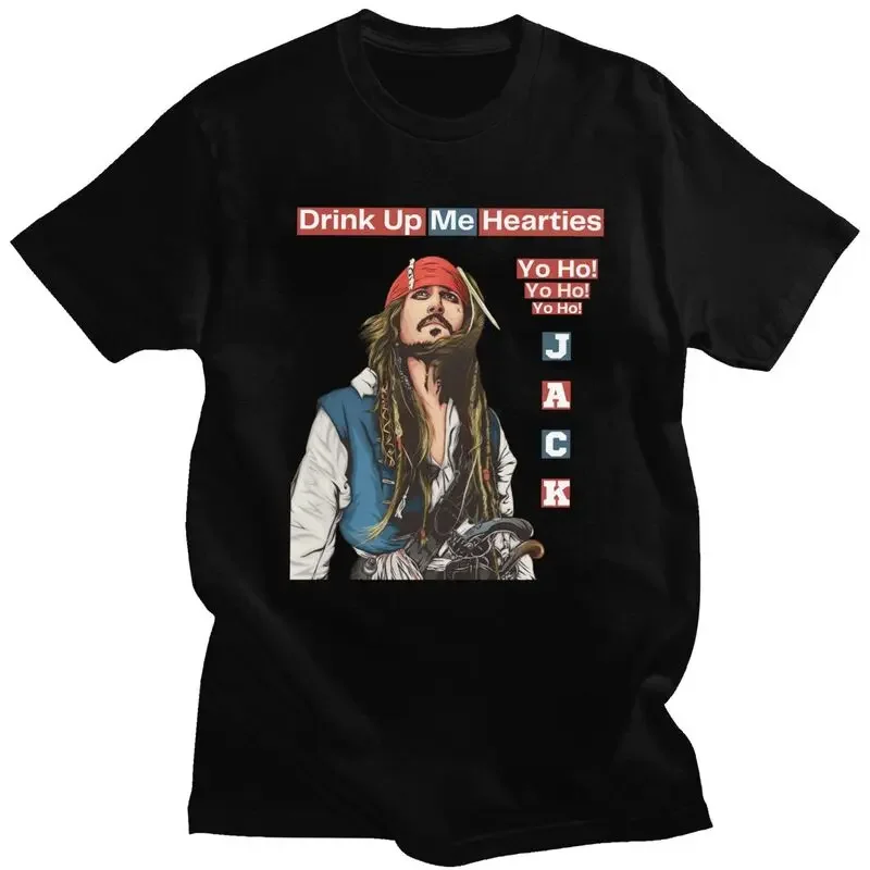 Jack Sparrow Art Tshirts for Men Short Sleeve Graphic T Shirt Fashion Pirates Of The Caribbean T-shirts Fitted Tee Tops Clothing