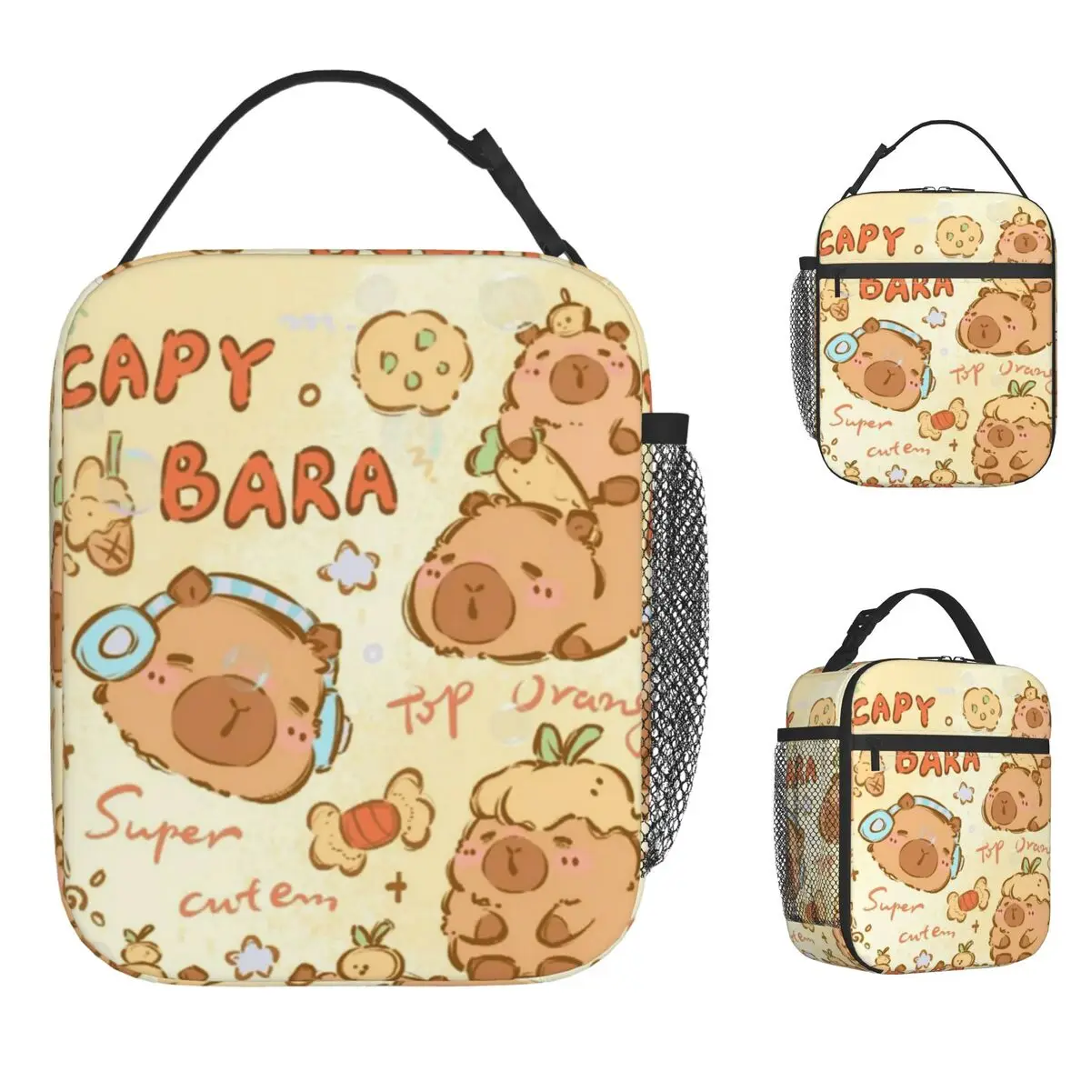 

Capybara Lunch Bag Retro Lunch Box Office Portable Thermal Tote Handbags For Girls Oxford Designer Cooler Bag