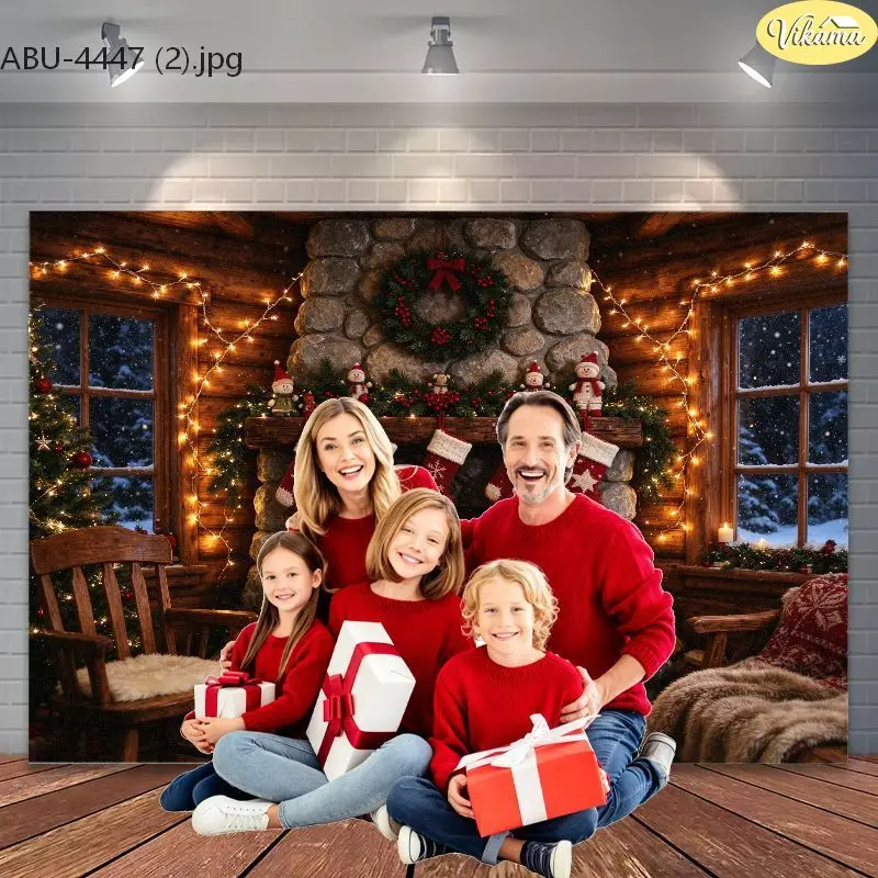 VIKAMA Gingerbread House Man Cookies Holiday Photo Backdrop Banner for Xmas Party Studio Photography Booth Decorative Home Decor