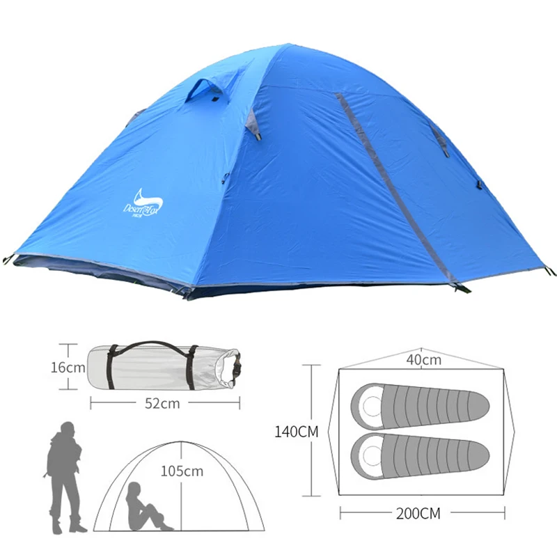 Outdoor camping tent Waterproof Windproof Backpacking Tent  2 Person Double Layer Portable Handbag for Hiking Travelling