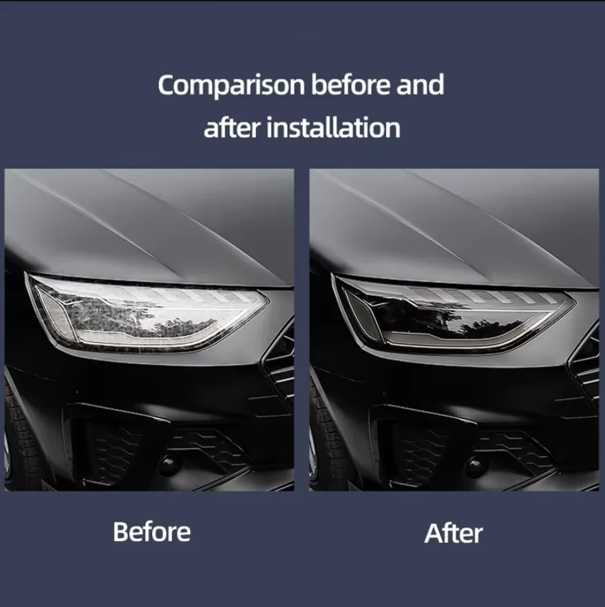 For Audi A3 A4 A5 A6 A7 A8 Q3 Q5 Q7 S3 S4 S5  Black Car Tint Lighthouse Tail Light Headlights Fog Vinyl Sticker