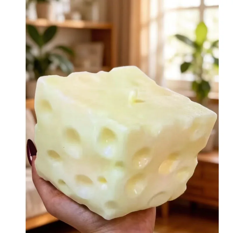 1 unidad Pelota antiestrés gigante en forma de queso, moldeable, no rebota, juguete sensorial ASMR, regalo para festivales