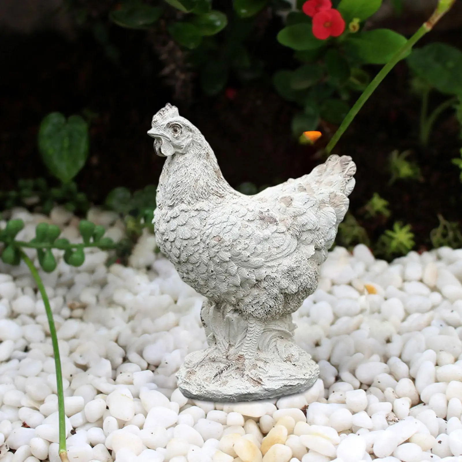 Chicken Statue Farm Animal Sculpture Realistic Creative Decorative Figurine