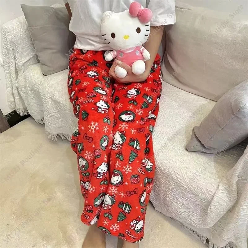 Hello Kitty Spider-Man Cotton Velvet Loose Pajamas Pajamas Long Pants Women\'S And Men\'S Cartoon Sleeping Casual Wear