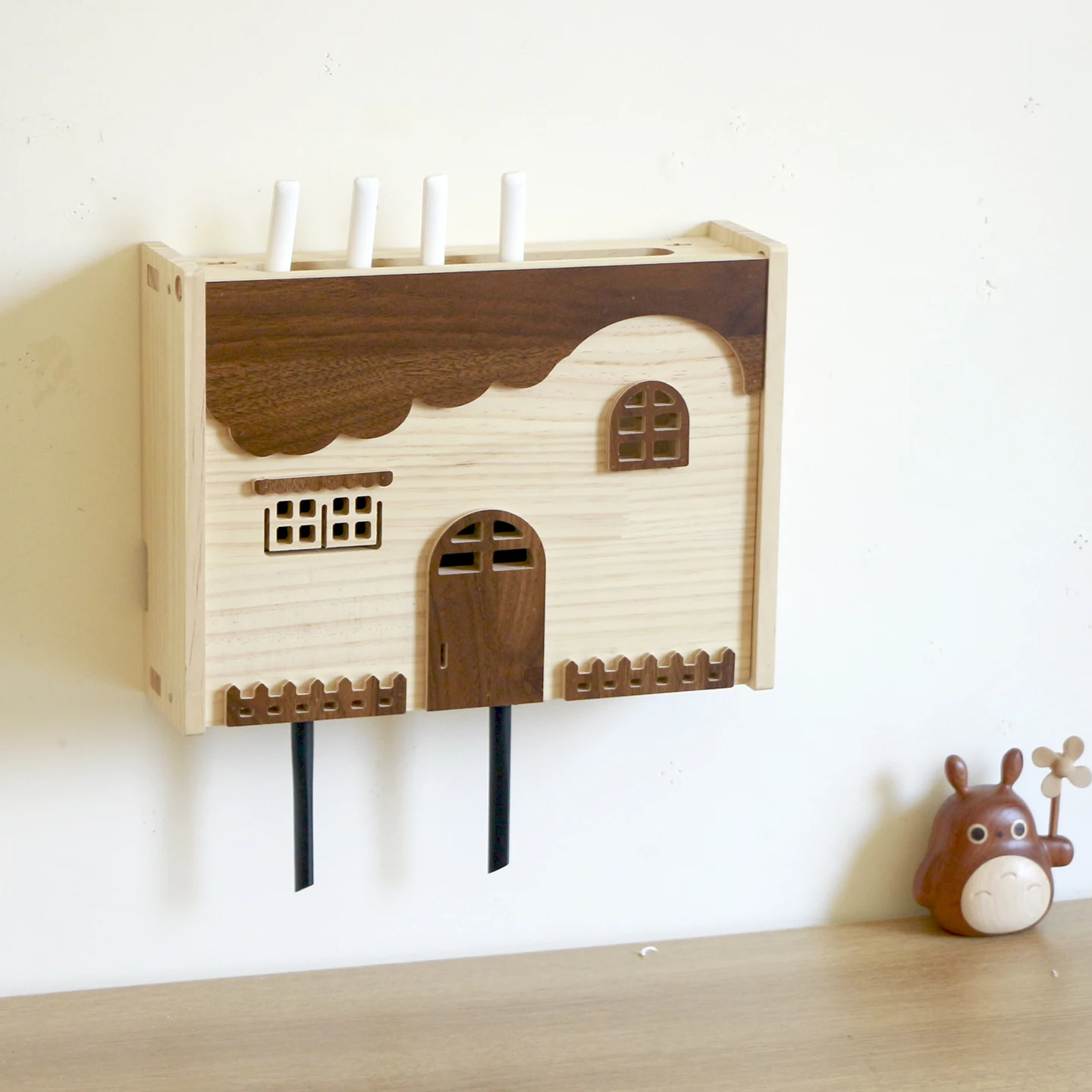 

Wall-Mounted Storage elf Decorative Router Box Conceal Cable Management Wood Material Living Room Organization Holder