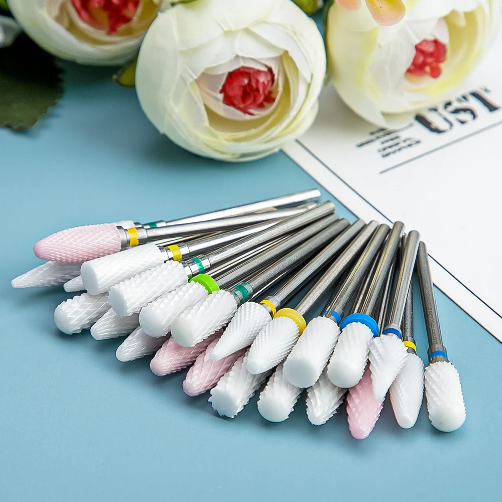 Dmoley-broca de cerámica para uñas, fresa, taladros eléctricos para manicura, máquina, rebabas de uñas, accesorios de pedicura, herramientas