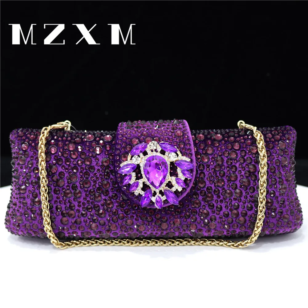 Luxury Rhinestone Dinner Bag New 2024 Velvet Fabric Inlaid with Metal Rhinestone Magnet Switch Shining Banquet Handbag