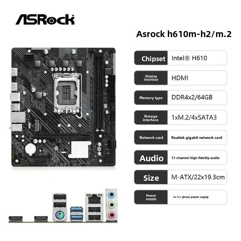 

ASRock H610 / B760M- HDV / M.2 D4 M -ATX desktop computer motherboard supports 14/13 / 12 generations