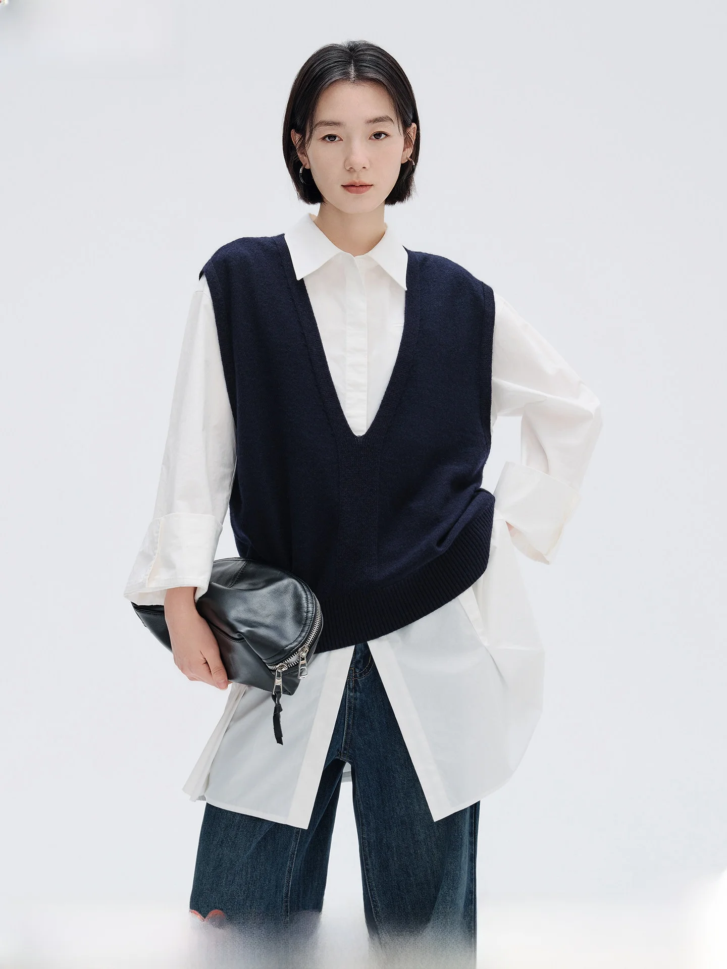 

Pure Cotton Square Collar Long Sve irt Dr Simple Design Mid-Length Spring New Arrival Women's Casual Comfortable Brea...