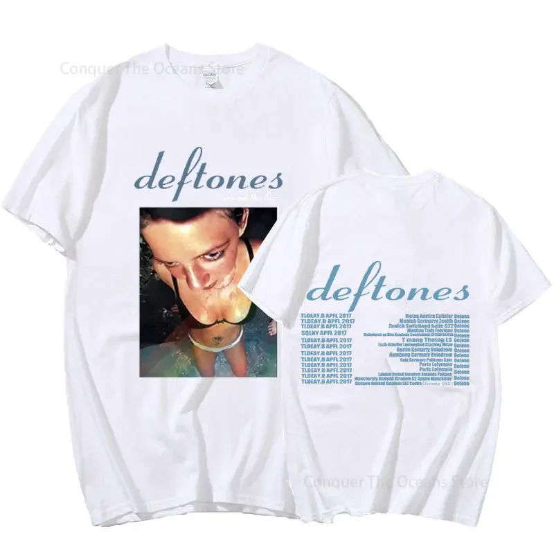 New Deftones Around The Fur Tour Band Concert Print Men\'s T Shirt and Women Punk Vintage Oversize Tees Summer Cotton Tops