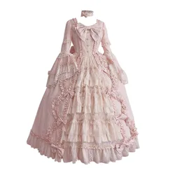Stylish Plus Size Dress Women Vintage Square Collar Patchwork Bow Dress Carnival Middle Ages Gothic Court Victoria Dresses