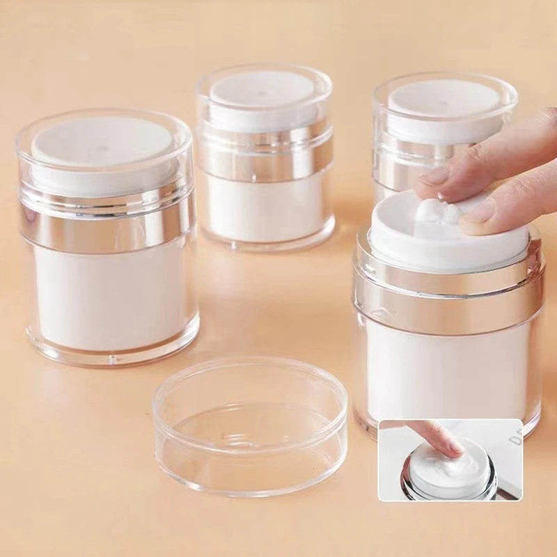 

Airless Empty Pump Jar Refillable Creams Gels Lotions Dispenser Travel Leak Proof Cosmetic Container Moisturizer Vacuum Bottle