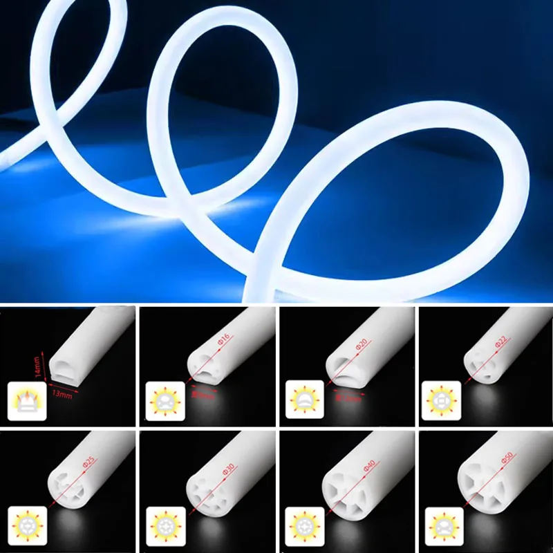 

360 Luminescence Round Silica Gel Flexible Strip Light Ip67 Waterproof Led Neon Rope Tube Soft Lamp Diy Chandelier Accessories