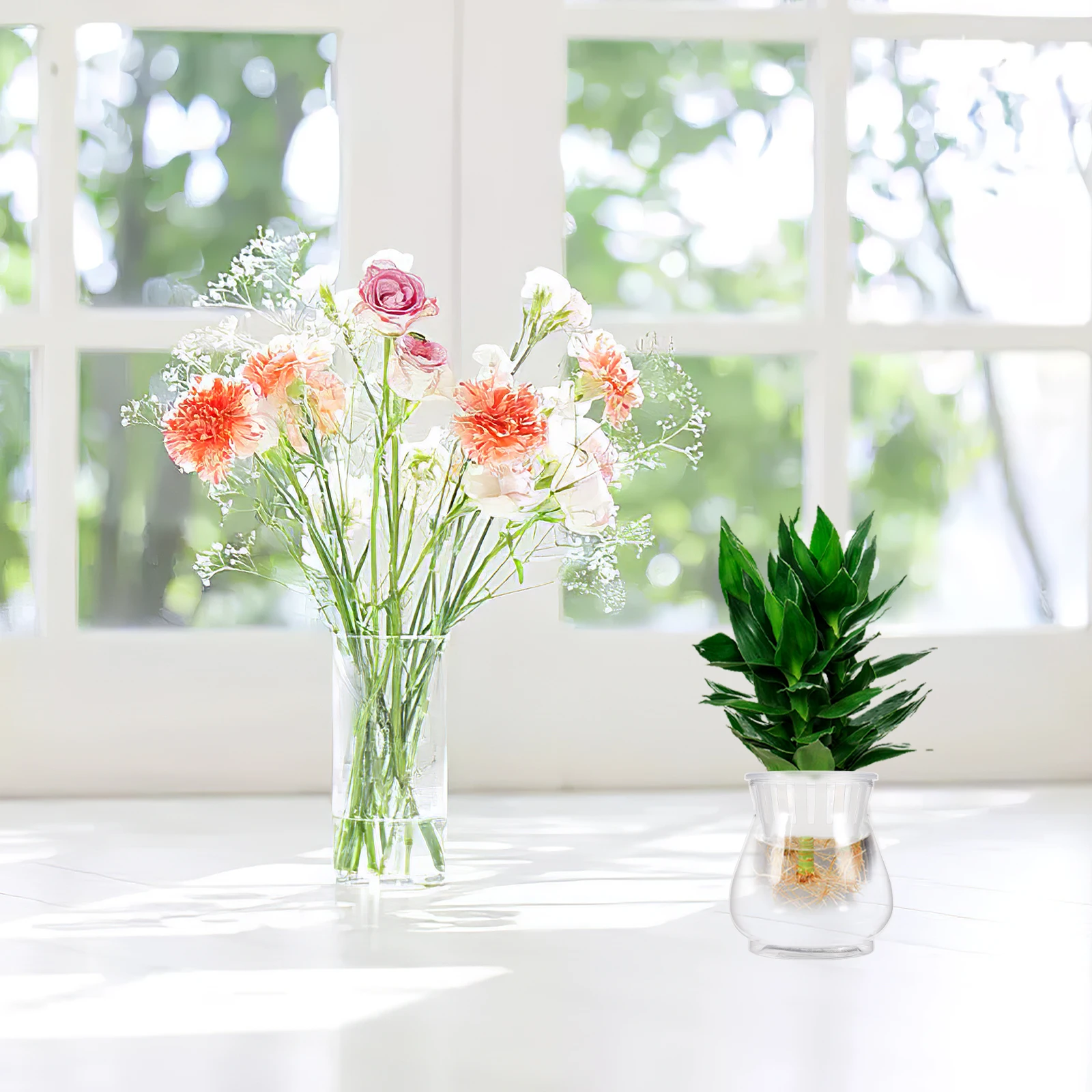 

Transparent Small Fish Tank 90B Portable Desktop Aquarium Clear Plastic Container for Goldfish Turtle Globe Bowl Travel