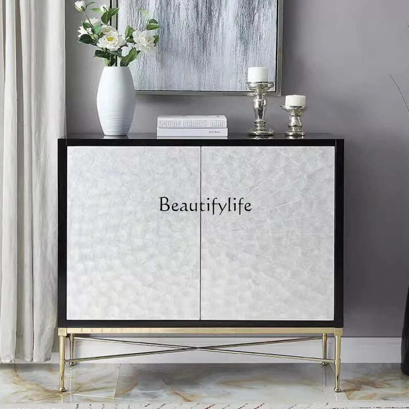 Furniture American Light Luxury Sideboard Cabinet Post-Modern Simple Stainless Steel Entrance Cabinet