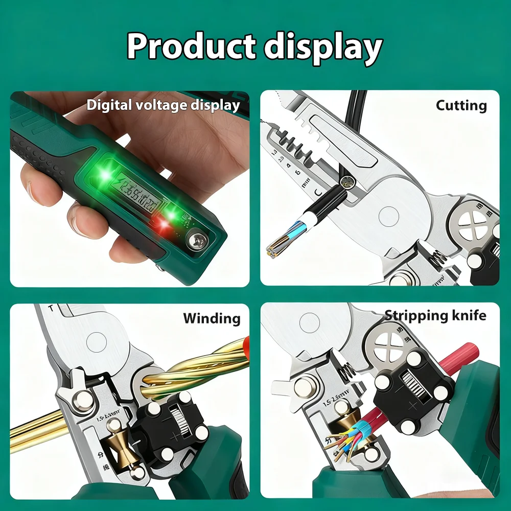 

Щипцы для зачистки с цифровым тестером напряжения, обжимные клещи для резки кабеля, многофункциональные клещи для зачистки проводов, плоскогубцы для электрика
