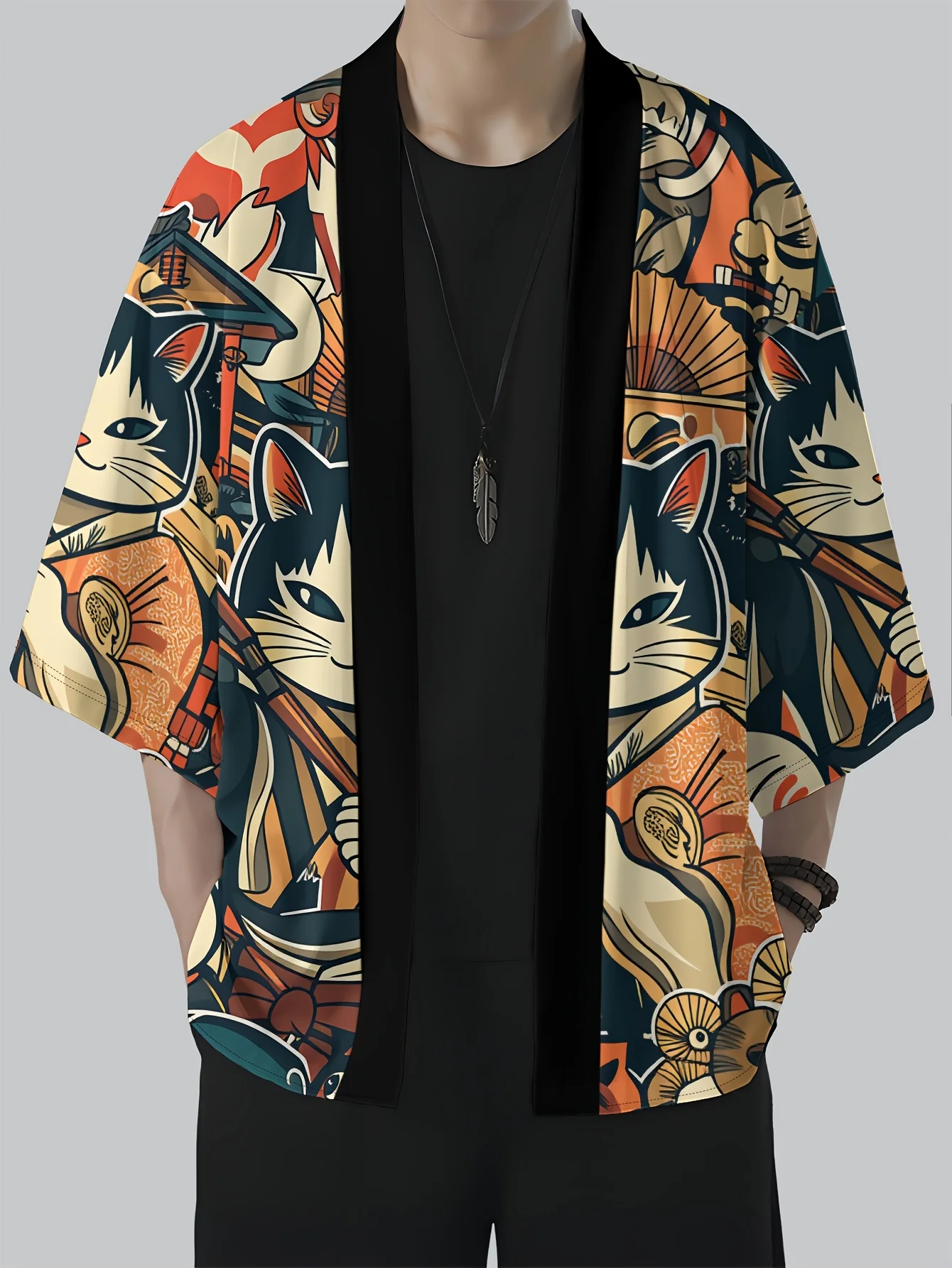 2026 Summer Men's Kimono 3D Printed Design Breathable Lightweight Casual Fashion Outdoor Street Men's Clothing