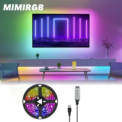 Barra de luz LED com mudança de cor USB, Barra de luz RGB flexível, Sala de jogos infantis, Decoração de retroiluminação para TV doméstica, 1 m, 2 m, 3 m, 5m