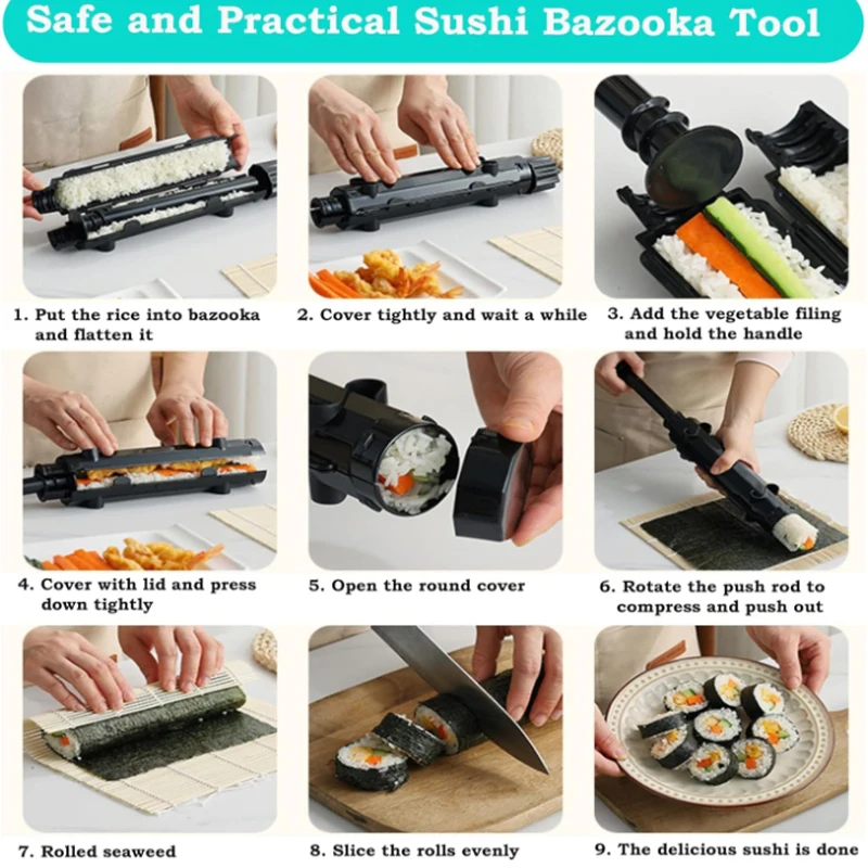 1PCS Sushi Tools,Sushi Kit with Bamboo Sushi Rolling Mat for Beginner,Home DIY Sushi Making Mold Set for Vegetable Meat Roll image 5