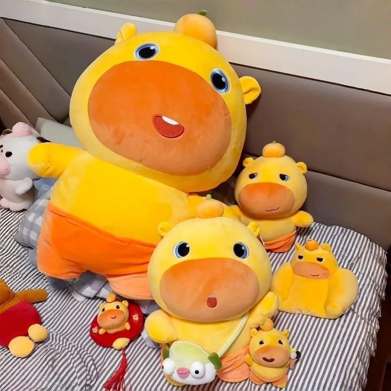 Plush Doll Orange Capybara Lulu Soft Stuffed Toy Pufferfish Crossbody Bag Throw Pillow For Sofa Home Decoration Adult Gift