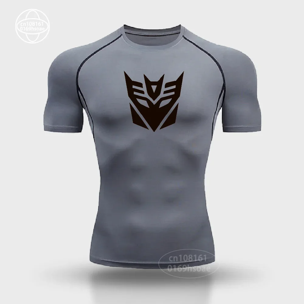 Men Quick-drying Tight-fitting Sports Short-sleeved Summer Breathable Elastic Fitness Base T-shirt Gym Training Sweatshirt S-3XL