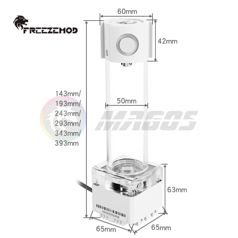 FREEZEMOD Water Pump+Reservoir Integrated pump Box Maximum Flow 650L/H  Maximum Lift 3.5Mr For PC Water Cooling PUB-FS6MA