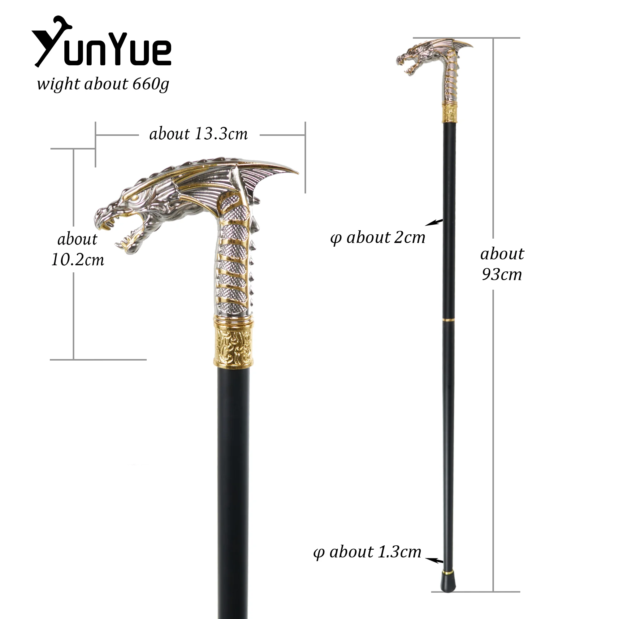 Vintage White Gold Dragon Walking Cane Gentleman Collections Elegant Walking Stick Cosplay Photography Film Props Crutch 93CM