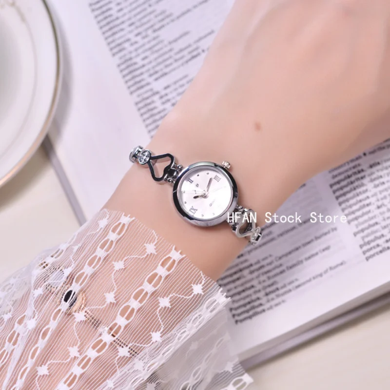 Relojes de pulsera de cuarzo simples para mujer, relojes de esfera pequeña, reloj de pulsera para mujer, regalo para niña