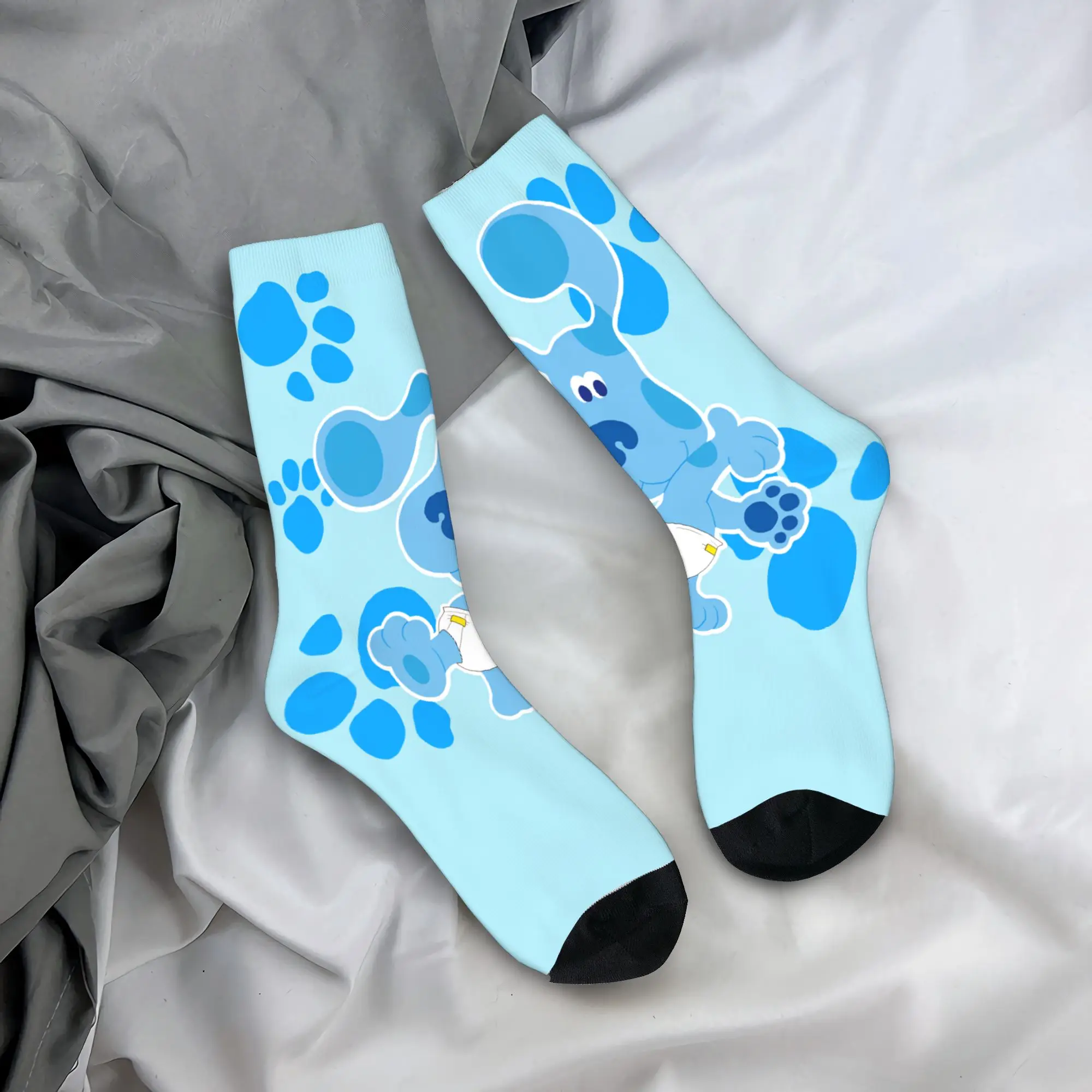 

Носки Blue's Clues Collage, ретро-носки с героями мультфильмов, зимние нескользящие мужские носки унисекс, удобные спортивные носки с узором для бега