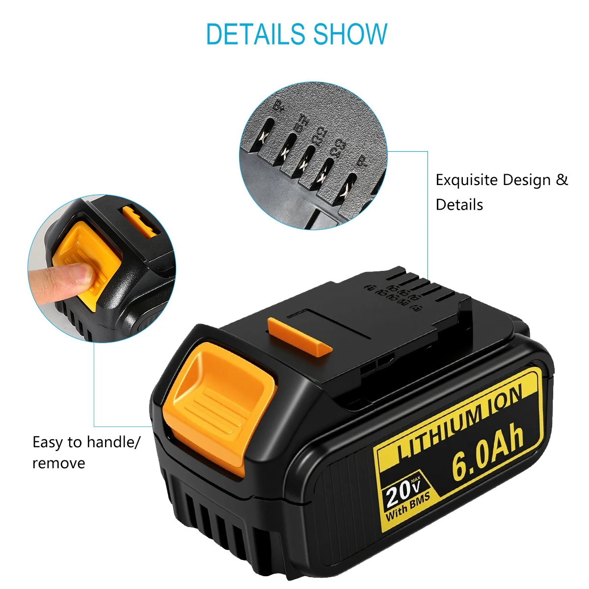 Pro DeWalt 18V aku nářadí 6,0 Ah DCB200 DCB184 DCB181 Náhradní lithium-iontová baterie pro DeWalt MAX XR elektrické nářadí lithiová baterie - náhled 3