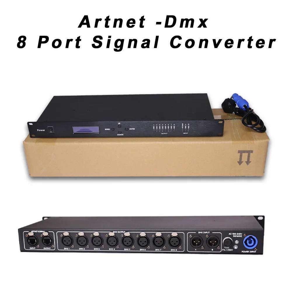 Artnet-DMX512 Converter Control, 8 Port Signal Output, 4096 Canais, DJ Disco Party, Controlador De Iluminação De Palco