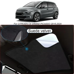 Car Suede Fabric Electrostatic Adsorption Sunroof Sunshade Heat Insulation Auto Accessory For CITROEN C4 GRAND PICASSO 2015-2024