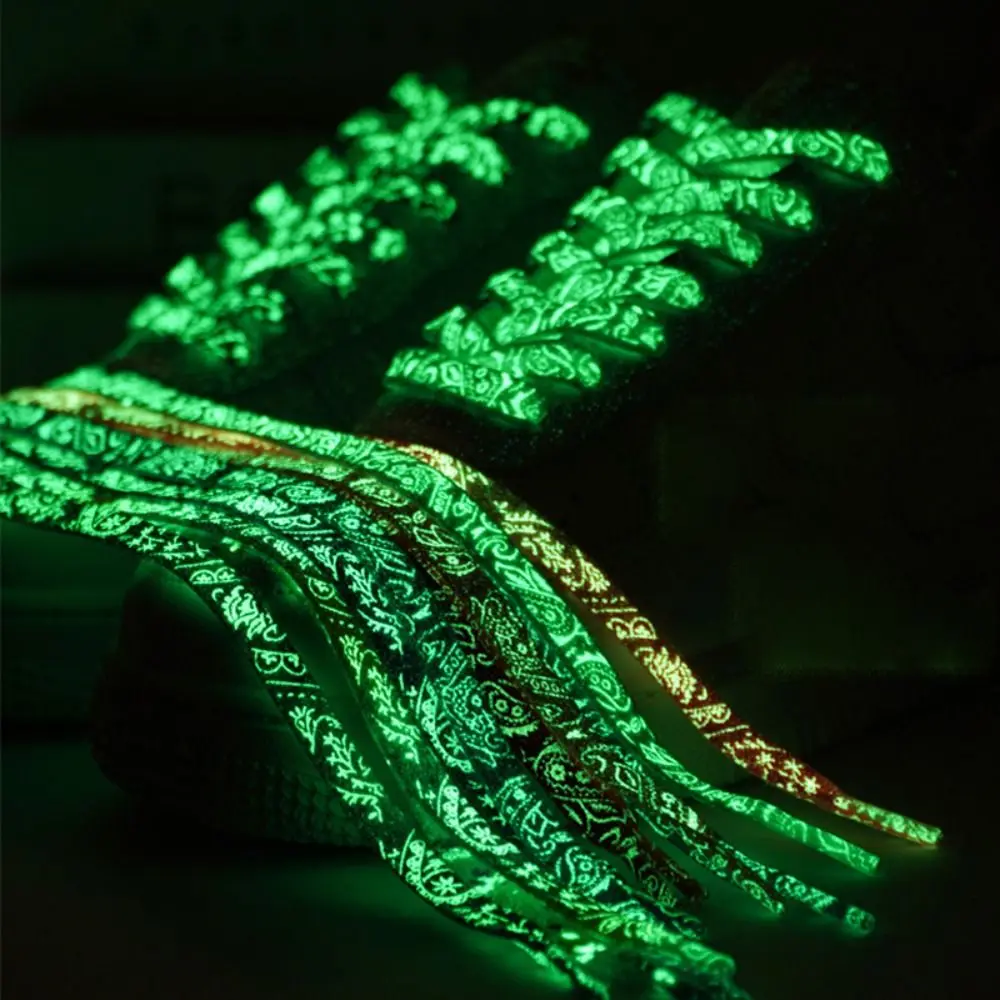 120CM Luminous Shoelaces Graffiti Cashew Flowers Night Glowing Shoelaces Splash Ink Shoe Decoration Sneaker Prom Party