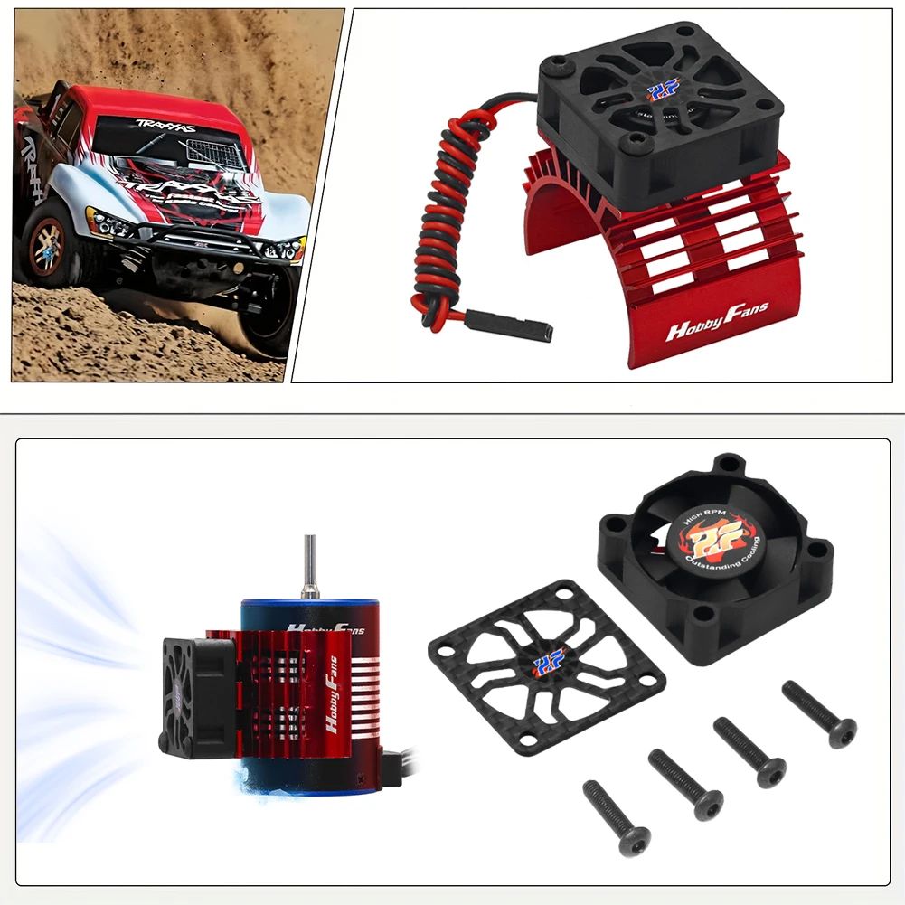 

30mm RC Cooling Fan with Carbon Fiber Cover Brushless Motor Cooling Fan 28000RPM for 540/550/F540/3650/3660 Motor 1/8 1/10 Cars