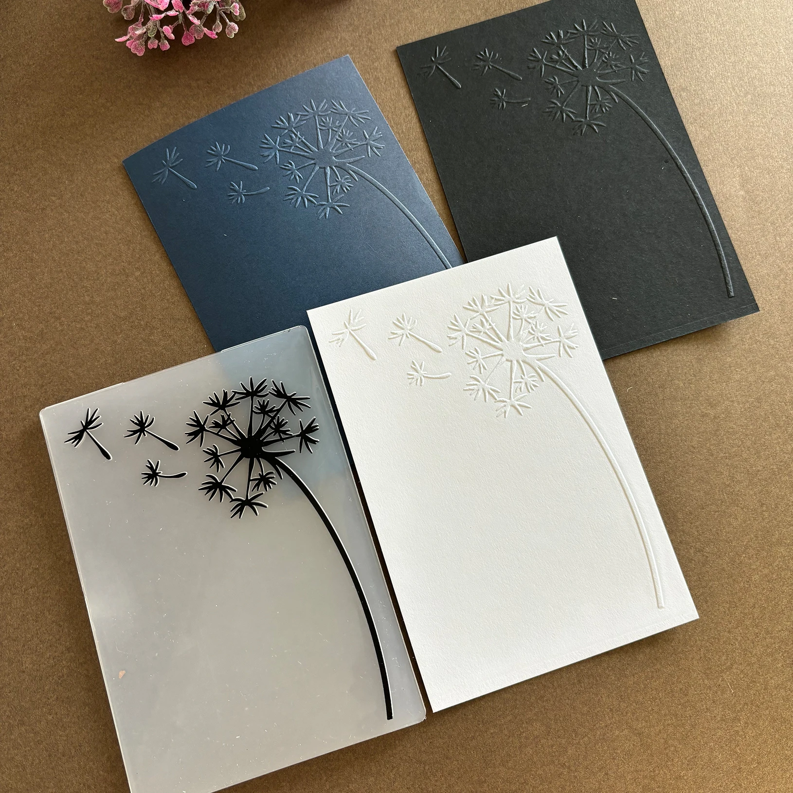 1 piece of dandelion embossed folder with scrapbook and paper art - plant theme, used for making cards DIY plastic collage photo