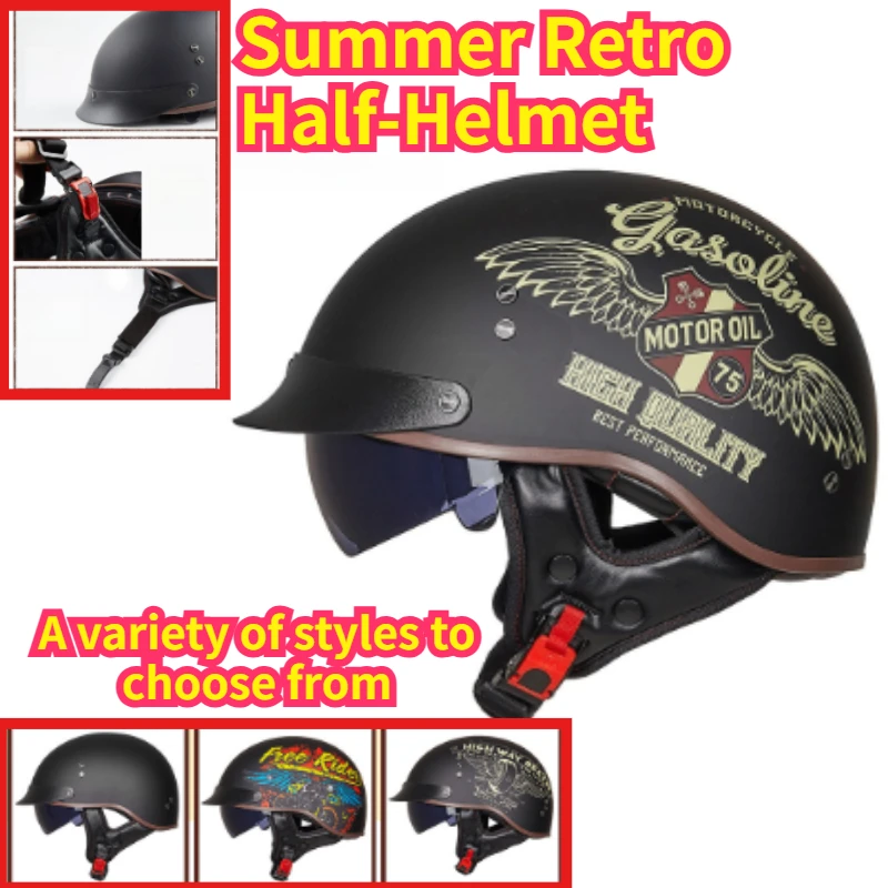 

GXT Electric motorcycle helmet men's half helmet retro ladies scooter prince head gray summer