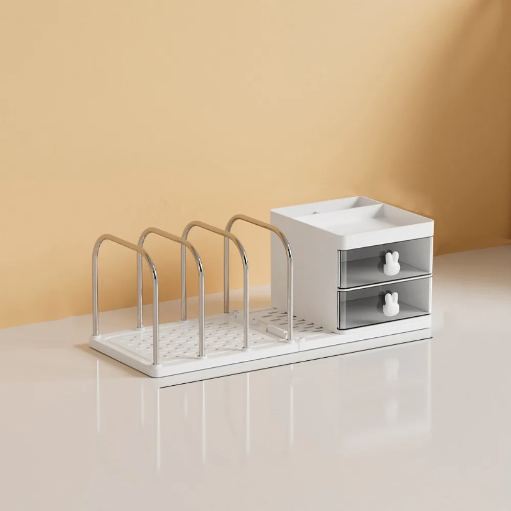 

Cute Six Grids Bookend Book Holder Save Space Durable Desk Stand Bookshelf with Storage Box Practical Books Storage Rack Gifts