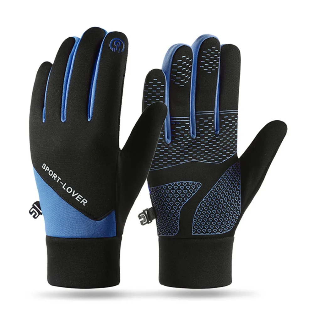 Thermal Fleece Winter Cycling Gloves Lock Buckle Touch Screen Thicked Cycling Gloves Wear-resistant Windproof