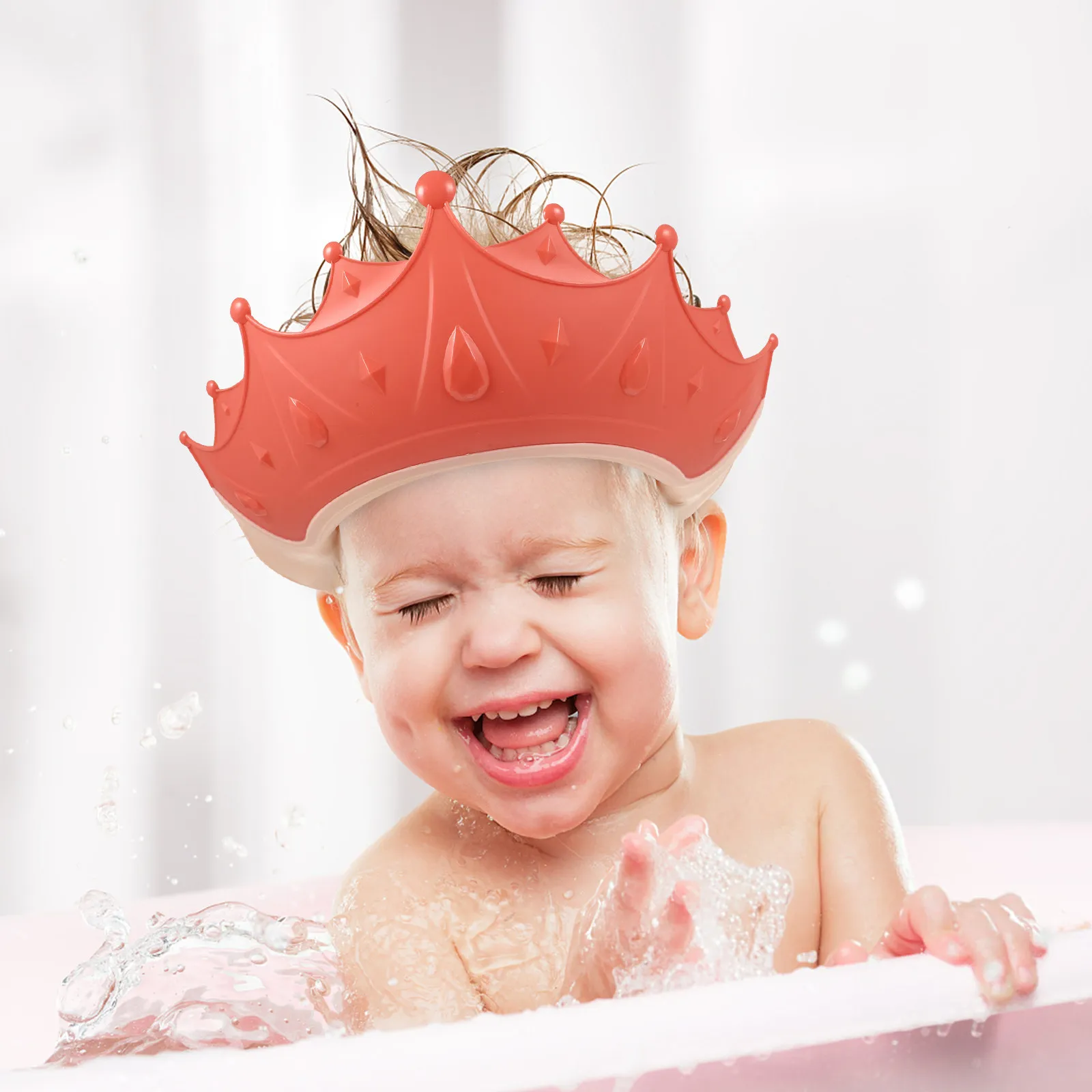 

Шапочка для купания малышей, регулируемая, защищает глаза и уши во время мытья головы, яркие цвета, веселая и яркая модель.