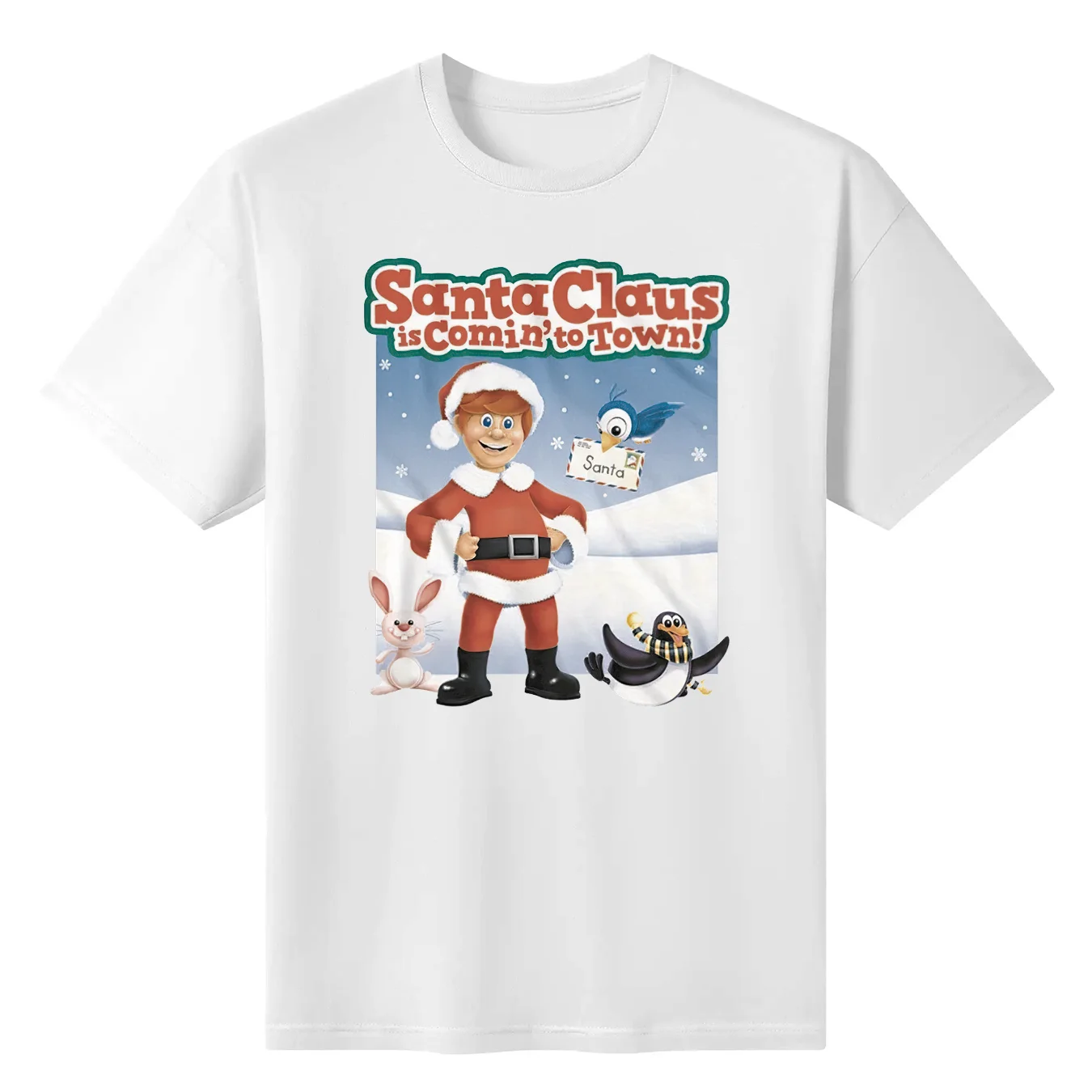 Santa Claus Is Comin' To Town Letter North Pole Men's T Shirt Penguin