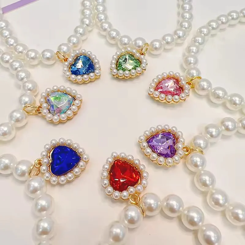 Niedliches Herzanhänger-Halsband mit Kunstperlen für Haustiere, Stilvolles Katzen- und Hundehalsband, Süßer Haustier-Schmuck, Modisches Haustierzubehör – Detail 5
