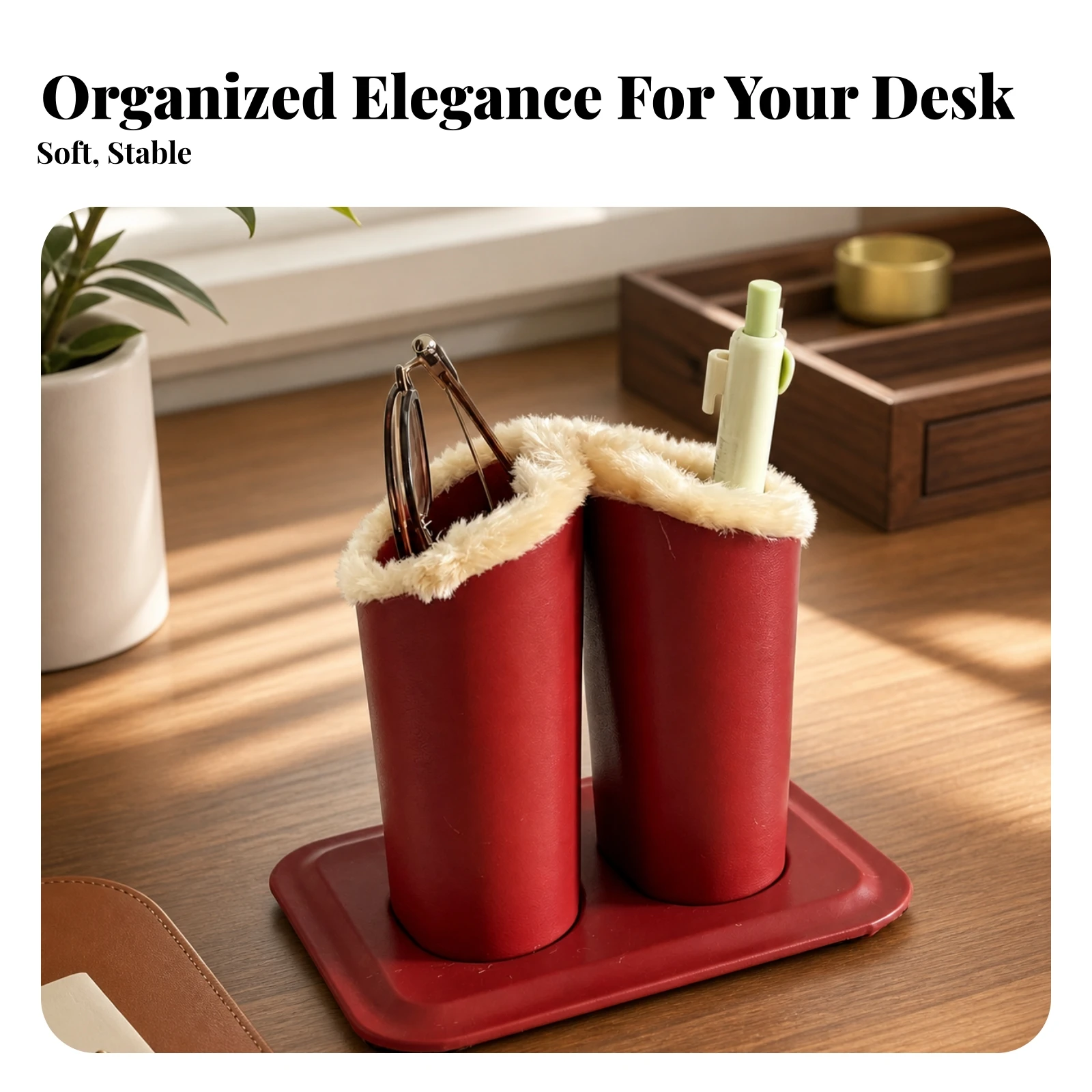 Upright Desk Organizer with Cylindrical Receptacles Compact Multifunctional Eyeglass and Pen Holder Eyeglass Display Rack Stable