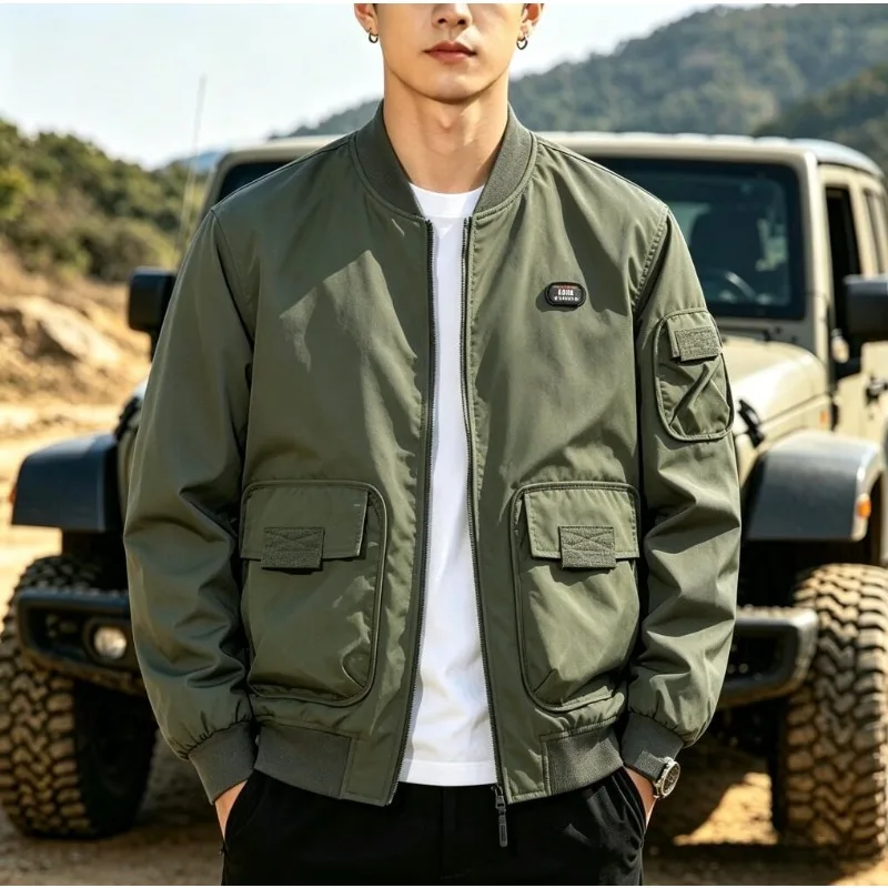 Autumn Trendy Reversible Pilot Jackets Men Multi Functional Sport Leisure Jacket Male Multiple Pockets Workwear Cargo Jacket Man