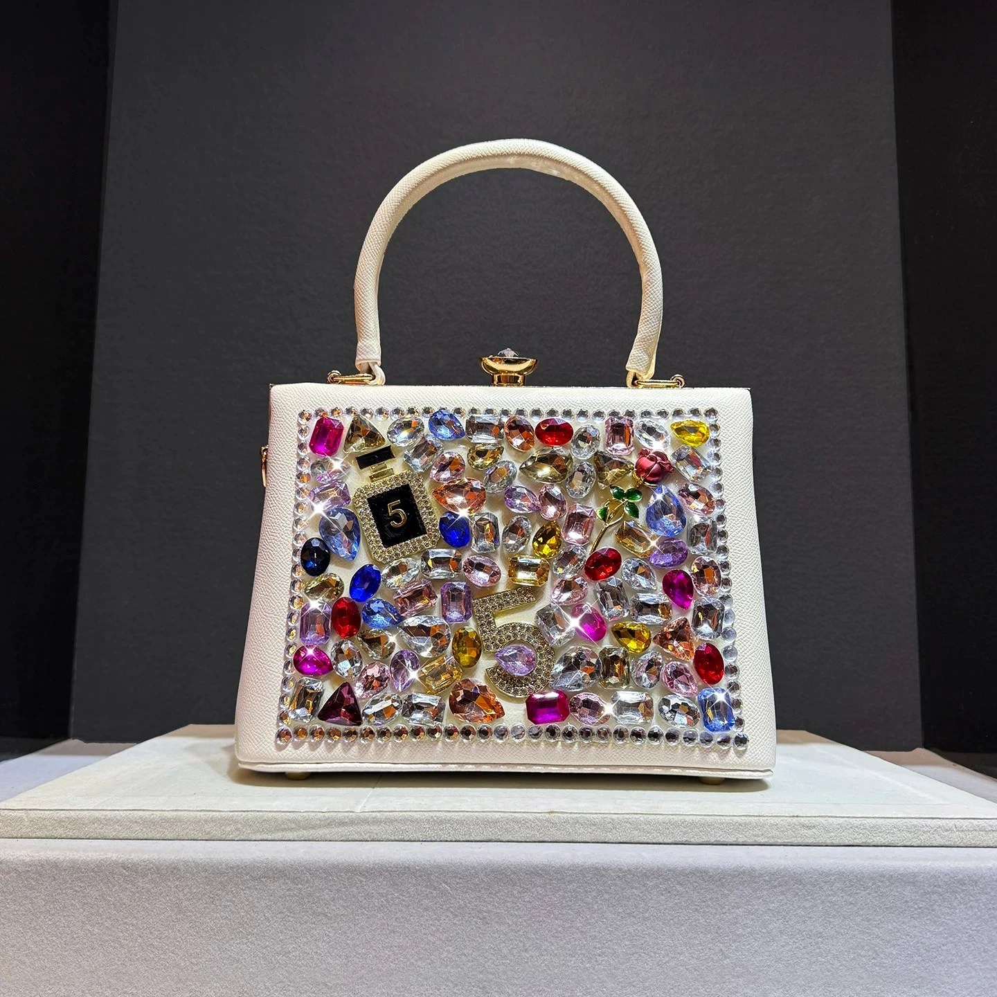 

Luxury Designer Brand New Leather Rhinestone Handbag Women Fashion One-shoulder Square Box Bag Сумка Женская Hot Sale