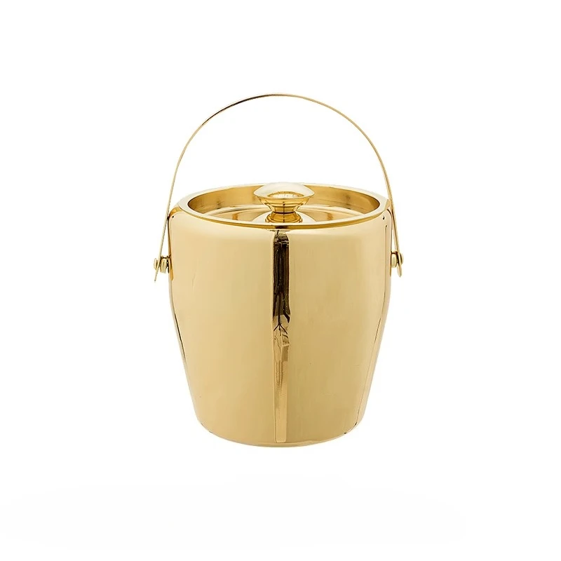 

For Bloomingville Gold Stainless Steel Ice Bucket Ice Cube Storage Bucket Lid Hand Beer