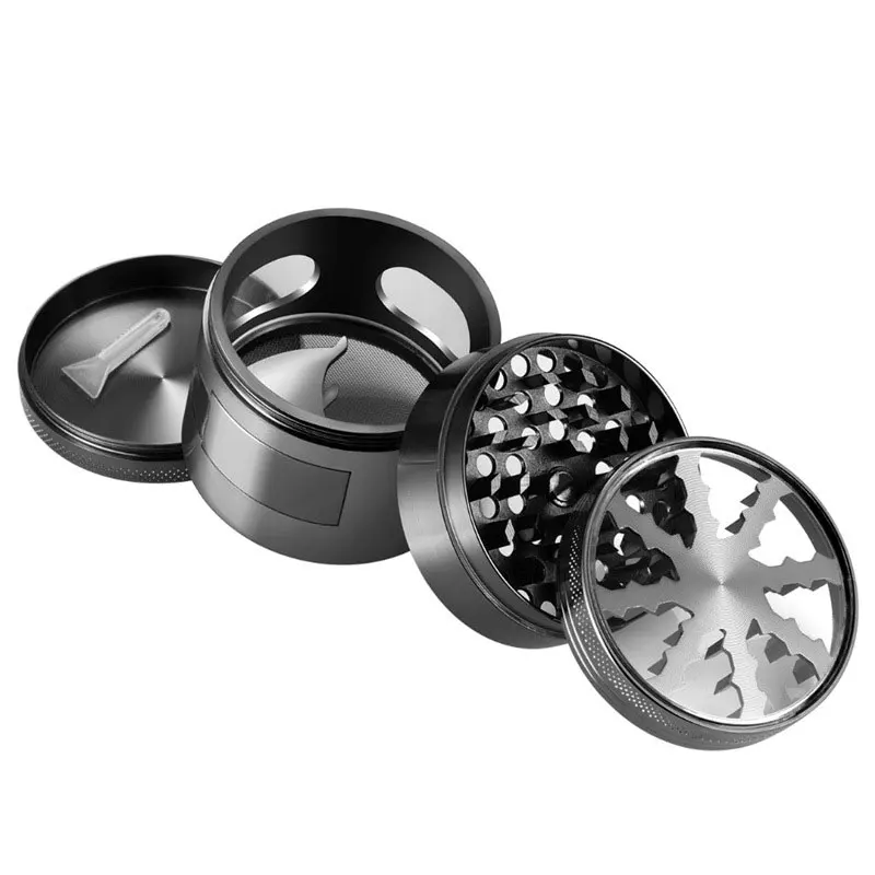 Zinc Alloy Tobacco Grinder, Smooth Plate, Smoke Breaker, Home Cigarette Accessories, 4-floors, 60mm