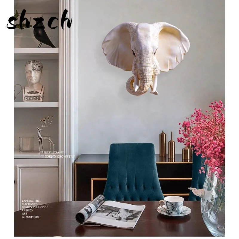 

European Elephant Fortune Wall Mounted Sculpture Creativity Living Room Statue Three-dimensional Corridor Animal Home Decoration
