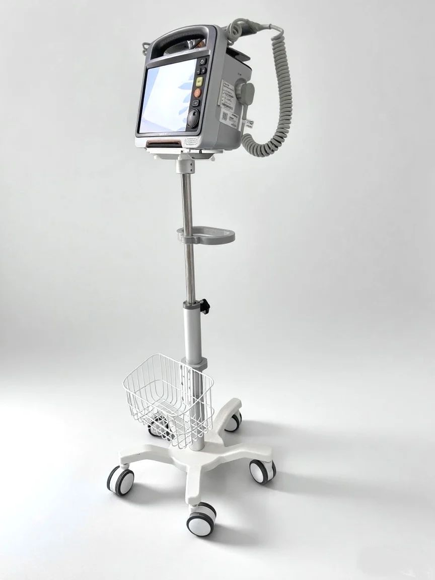 Medical Monitor Cart, Height Adjustable Patient Monitor Stand, Aluminum Alloy, 55lb Capacity, Silent Wheel Clinic Cart