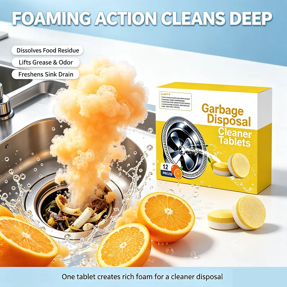 Garbage Disposal Cleaner Tabs 12 pack Designed for kitchen sink garbage disposals Simple to use it clears away common grime