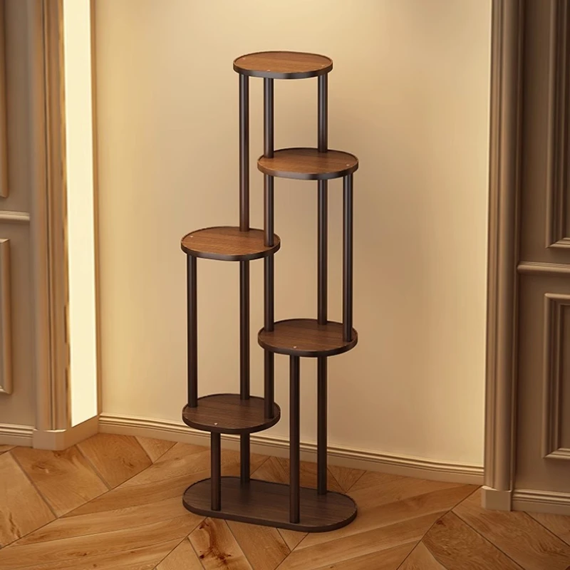 ‌‌Modern Chinese Tea Shelf, Solid Wood Multi-Tier Plant Stand, Reinforced Curio Display Rack, Waterproof Living Room Organizer